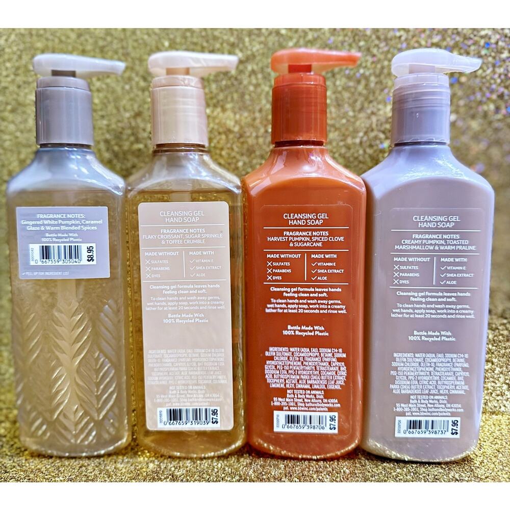 4 Pcs Bath & Body Works 8 fl oz Cleansing Gel Hand Soap Seasonal Pumpkin Mix Lot - Picture 4 of 4